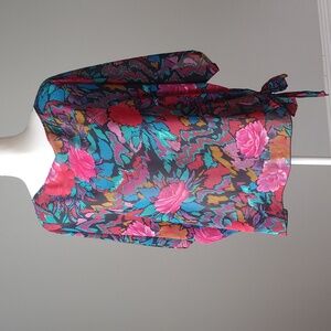 VINTAGE | Teddi Floral Side Tie Loose Fit Tunic Top